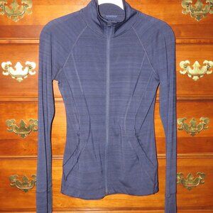 Athleta Sz XXS Heathered Blue Full Zip Mockneck Performance Jacket Thumbholes